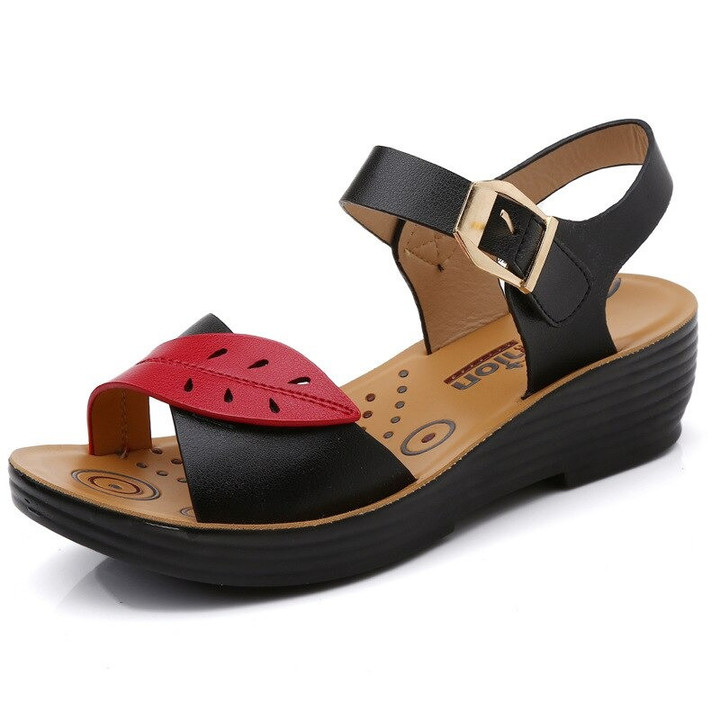 Sominic Orthopedic Soft Bottom Leather Sandals For Women Comfortable Breathable Summer