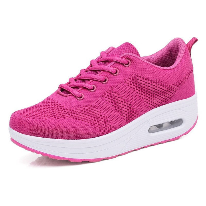 Sominic Breathable Air Mesh Shoes Women Orthopedic Height Increase Lace-up Sneakers