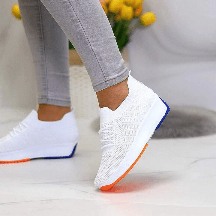 SOMINIC Women Orthopedic Sneakers Elastic Knit Wedge Breathable Comfy Walking Shoes
