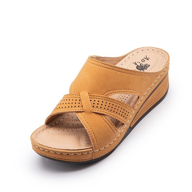 SOMINIC Women Orthopedic Sandals Elastic Soft Sole Durable Odorless Summer Beach Slip-on