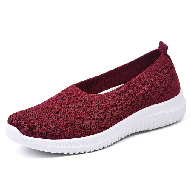 SOMINIC Women Sneakers Mesh Slip-on Gingham Comfy Flat EVA Sole Classic Walking Shoes