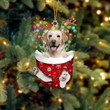 YELLOW Labrador In Snow Pocket Ornament