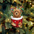 RED Goldendoodle In Snow Pocket Ornament