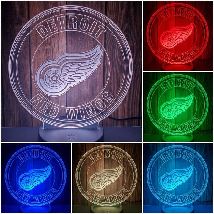 Hockey Detroit Red Wings 100 LED LAMP - 7 Colors Change Touch Base