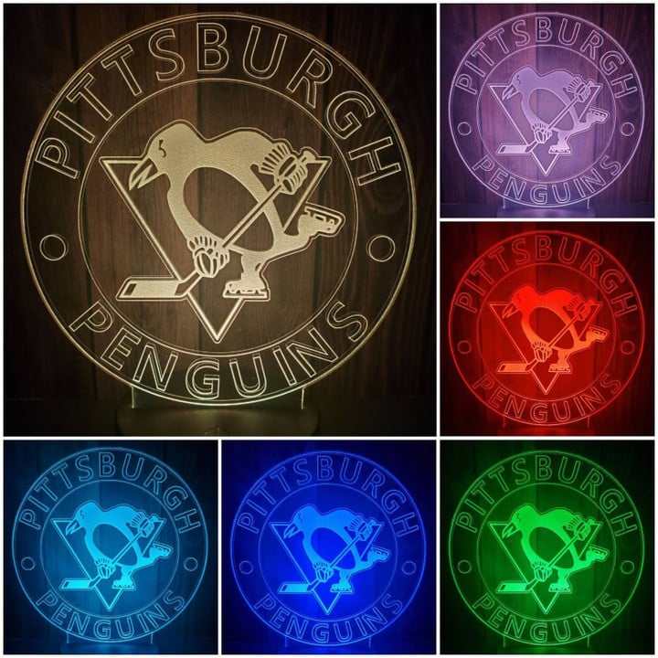 Hockey Pittsburgh Penguins 100 LED LAMP - 7 Colors Change Touch Base