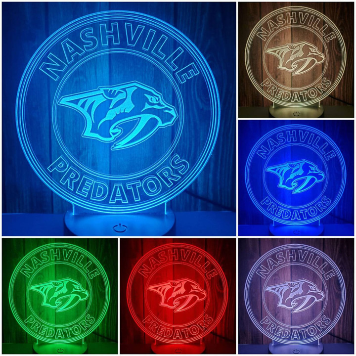 Hockey Nashville Predators 100 LED LAMP - 7 Colors Change Touch Base