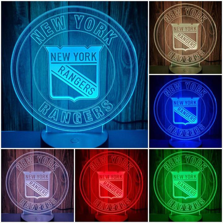 Hockey New York Rangers 100 LED LAMP - 7 Colors Change Touch Base