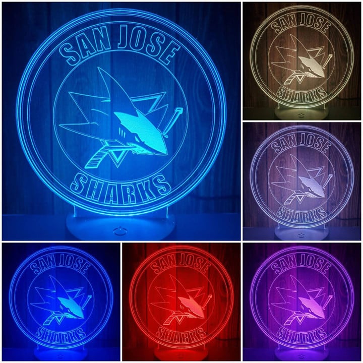 Hockey San Jose Sharks 100 LED LAMP - 7 Colors Change Touch Base