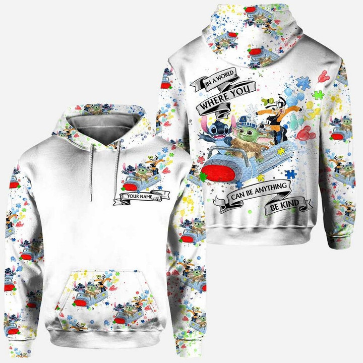 LIST 1600 - In A World Where You Can Be Anything Personalized Autism Awareness Hoodie, Tee, Sweatshirt