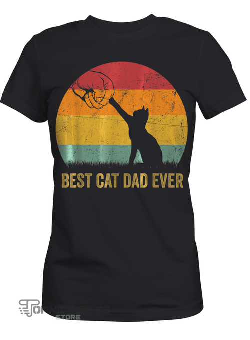 Topnicegifts Best Cat Dad Ever Funny Mens Shirt Retro Best Dad Gift T-Shirt