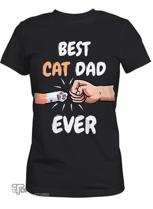 Topnicegifts Best Cat Dad Ever Men Paw Fist Bump Cat Lover T-Shirt