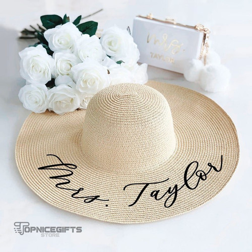 Topnicegifts Bridal Shower Gift for Bride to Be - Personalized Sun Hat - Custom Beach Hat - Future Mrs Hat - Beach Bride Gift Ideas