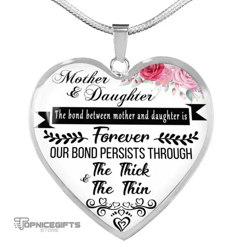 Topnicegifts Daughter Nacklace - Heart Necklace To MoTher And Daughter The Bond Between Mother And Daughter Forever Jewelry