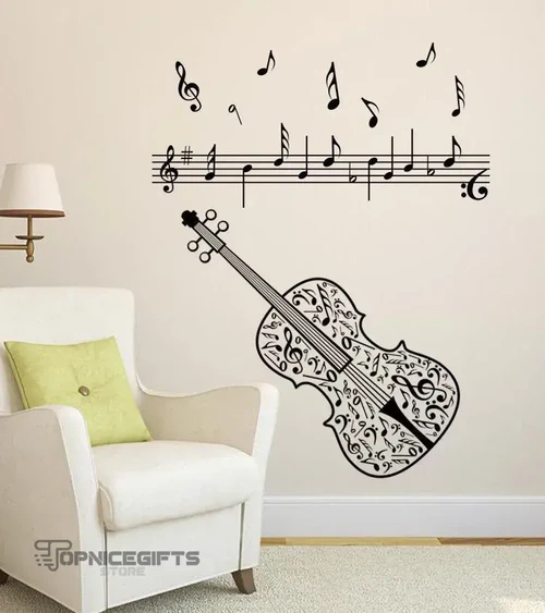 Topnicegifts Music Notes Violin Wall Sticker