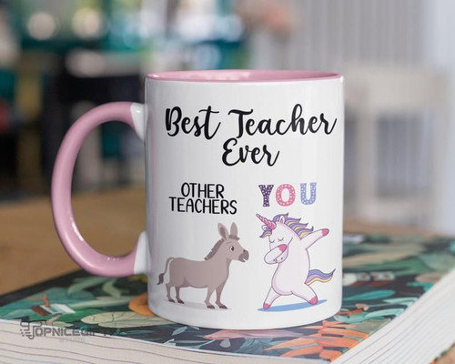 Topnicegifts Best Teacher Ever Unicorn Mug | Teacher Valentines Day Mug | Best Teacher Ever Gift | Funny Birthday Gift for Teacher | Humorous Coffee Cup