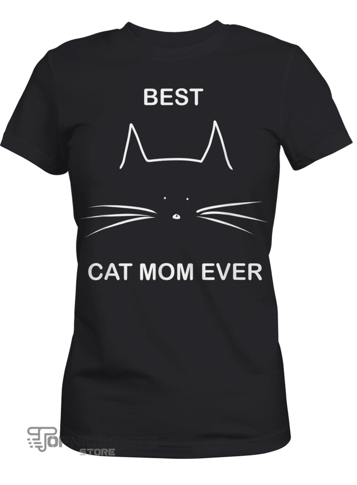 Topnicegifts Best Cat Mom Cat Face PR Co Novelty Funny Humor Gift Women T-Shirt