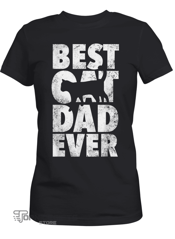 Topnicegifts Best Cat Dad Ever Kitty Silhouette Fathers Day Tee T-Shirt
