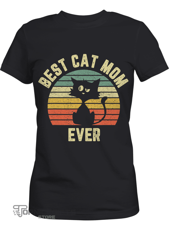 Topnicegifts Best Cat Mom T Shirt Gift idea Retro Women That Love Cats T-Shirt