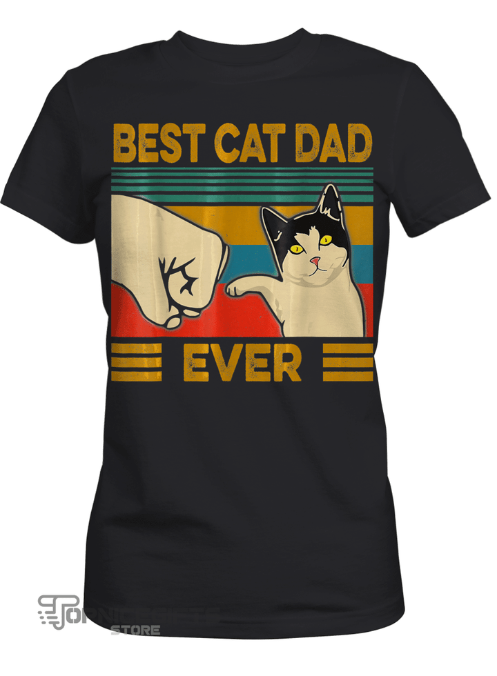 Topnicegifts Mens Vintage Best Cat Dad Ever Bump Fit T-Shirt