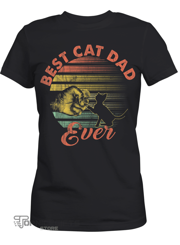 Topnicegifts Vintage Best Cat Dad Ever Bump Fit gift Cat dad cat lovers T-Shirt