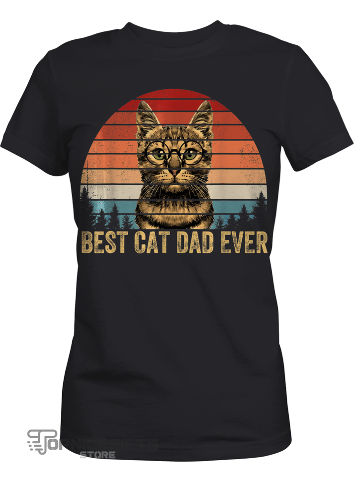 Topnicegifts Vintage Best Cat Dad Ever Men Bump Fit Fathers Day Gift T-Shirt
