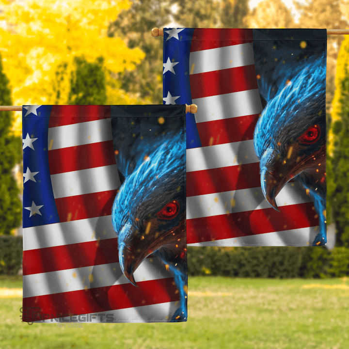 Topnicegifts eagle and american flag - Portrait House Flag