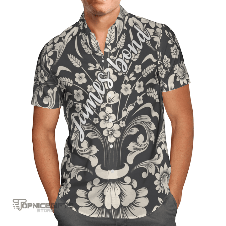 Topnicegifts Classical luxury old fashioned damask ornament royal victorian AOP Hawaii Beach Shirt