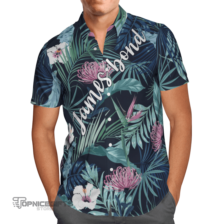 Topnicegifts Beautiful stylish dark tropical flower AOP Hawaii Beach Shirt