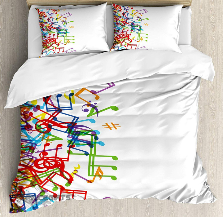 Topnicegifts Colorful Music White Bedding Set