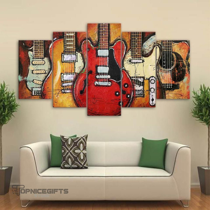 Topnicegifts 5 Pieces Guitar Canvas Art