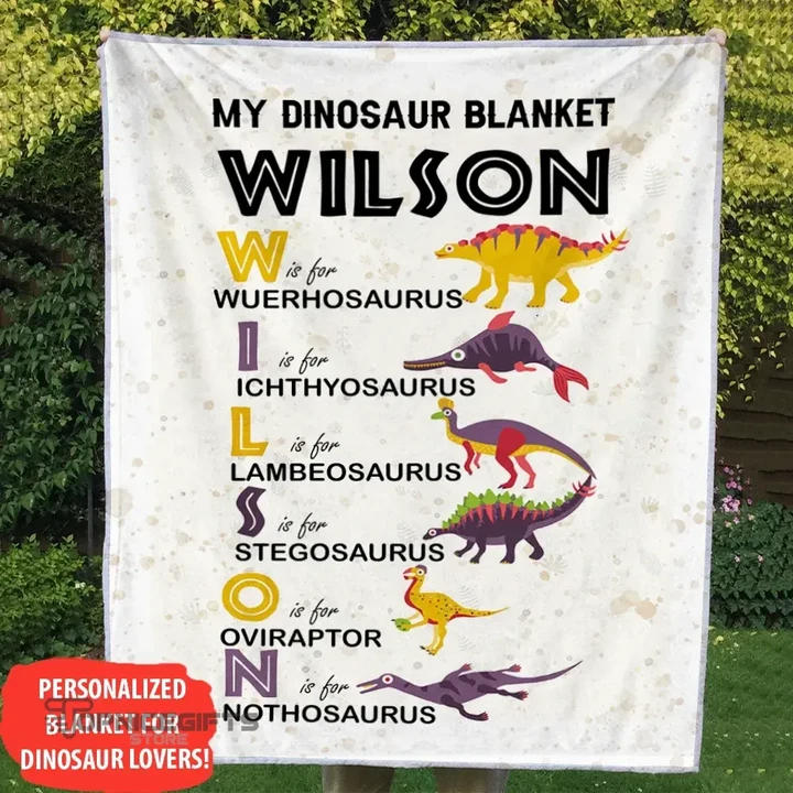 Topnicegifts My Dinosaur Blanket With Customizable Name Gift For Kids Gift For Dinosaur Lover Gift For Children Personalized Blanket AP