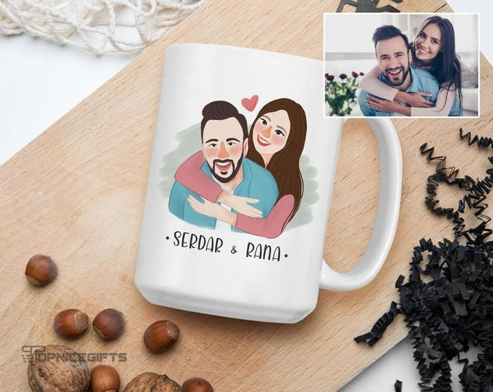 Topnicegifts Custom Portrait Mug, Personalized Couple Mug, Valentine's Day Mug, Gifts For Him, Gifts For Her, Valentines Day Gifts, Couple Gifts