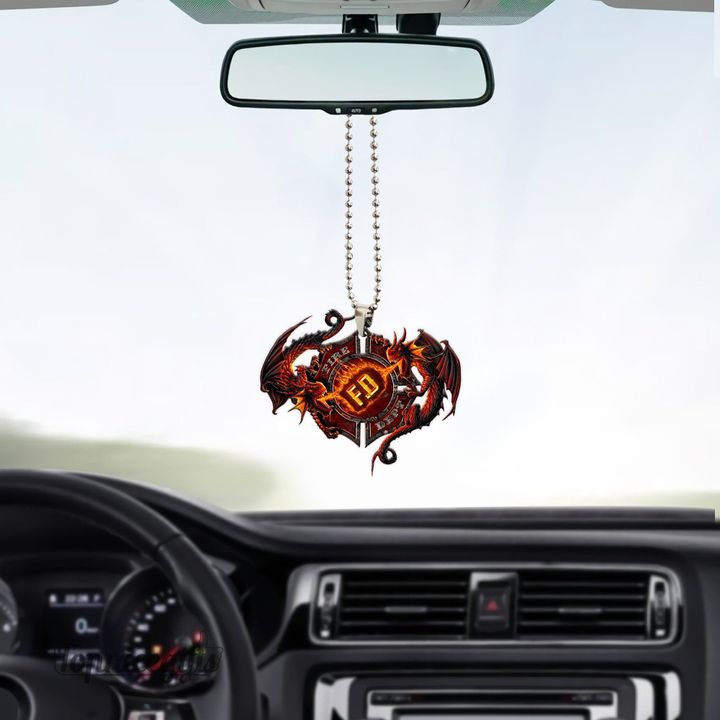 Topnicegifts Customized Firefighter Dragon medal Acrylic Car Ornament