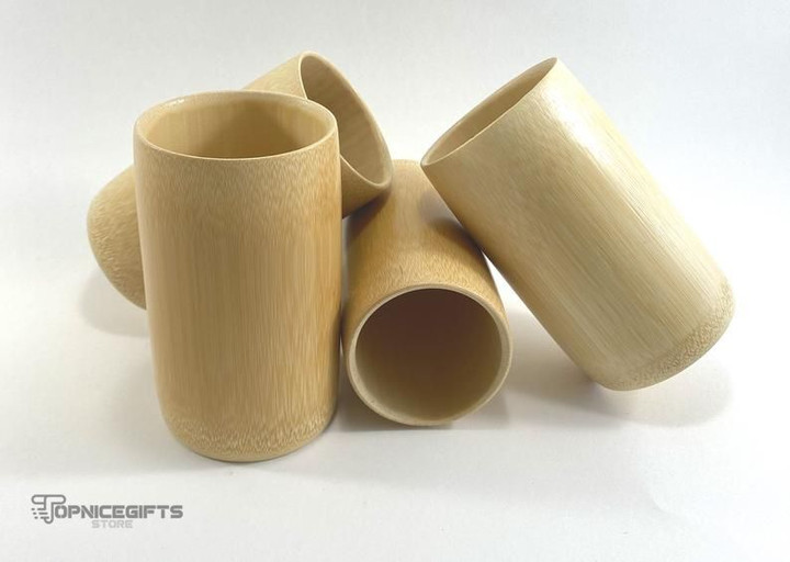 Topnicegifts Reusable Natural Bamboo Wood Drinking Cup 12 oz