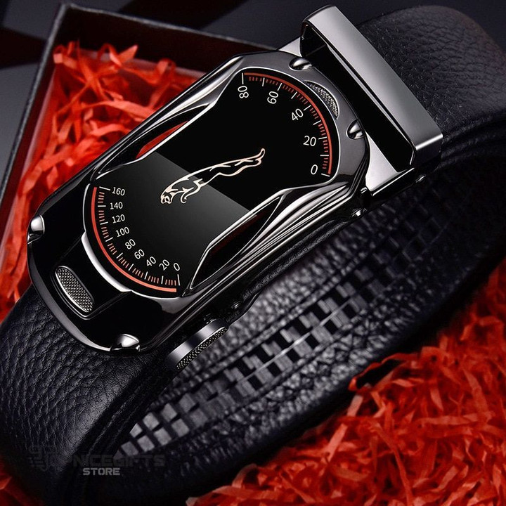 Topnicegifts Leather Belt Men PU + Genuine Leather Automatic Buckle Belts for Mens Luxury Famous Brand Waist Belt Strap for Jeans Business