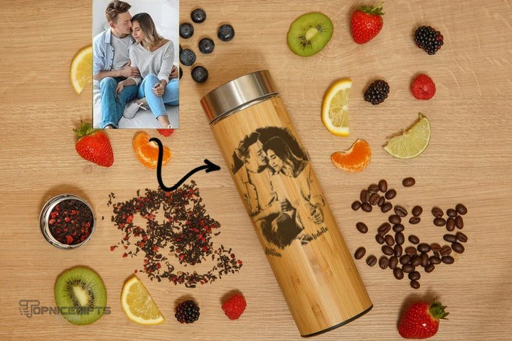 Topnicegifts Insulated Eco Bamboo Glass Vegan Tea Mug Tumbler with Strainer Infuser for Loose Leaf Tea Coffee and Fruit Water
