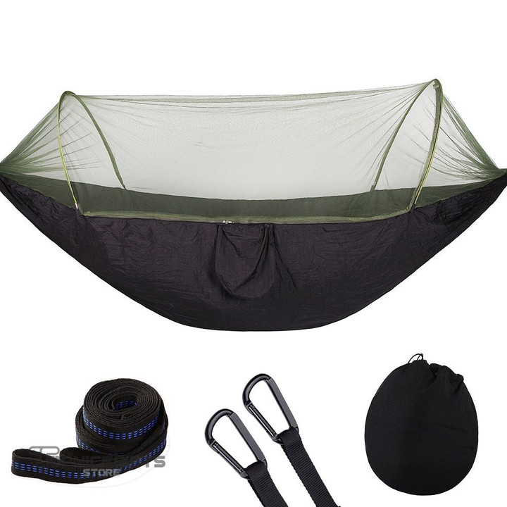 Topnicegifts 2021 Camping Hammock with Mosquito Net Pop-Up Light Portable Outdoor Parachute Hammocks Swing Sleeping Hammock Camping Stuff