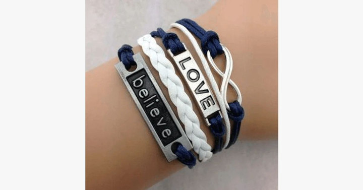 Believe in Eternal Love Bracelet- Made of Leather -Celebrate True Love!