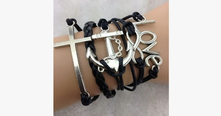 Love Infinity Anchor Cross Bracelet