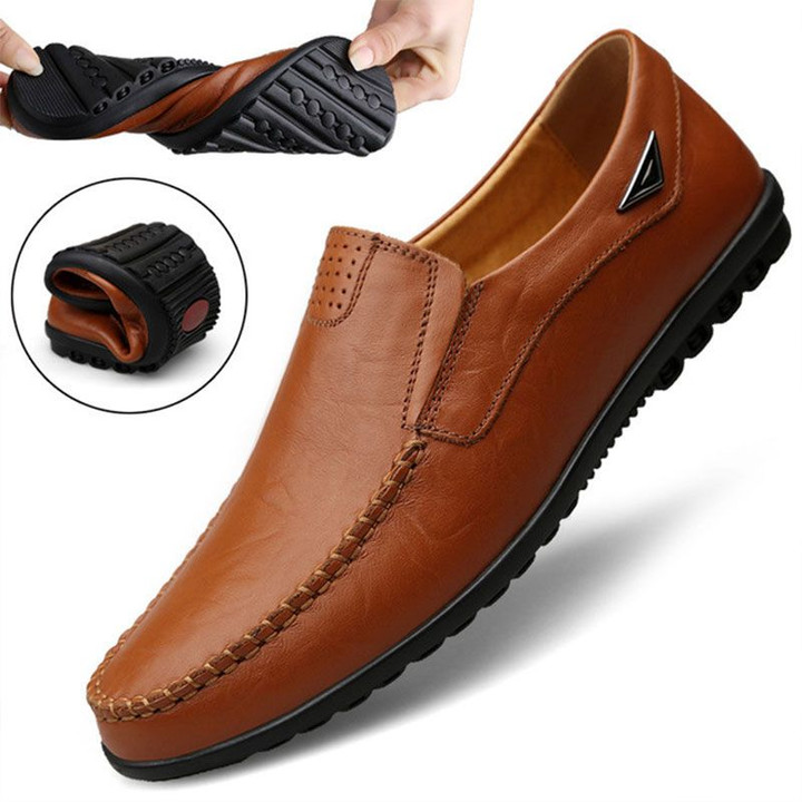 Genuine Leather Men Casual Shoes Luxury - Mens Loafers Moccasins Breathable Slip on Black Driving Shoes Plus Size