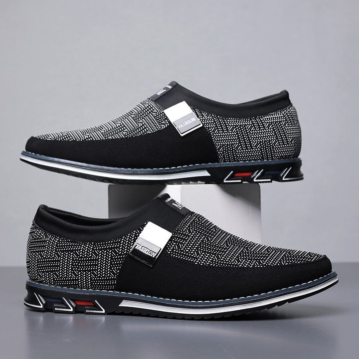 Men Casual Shoes High Quality Elastic Band Fashion Design Solid Tenacity Comfortable Men's Black Shoes Big Sizes