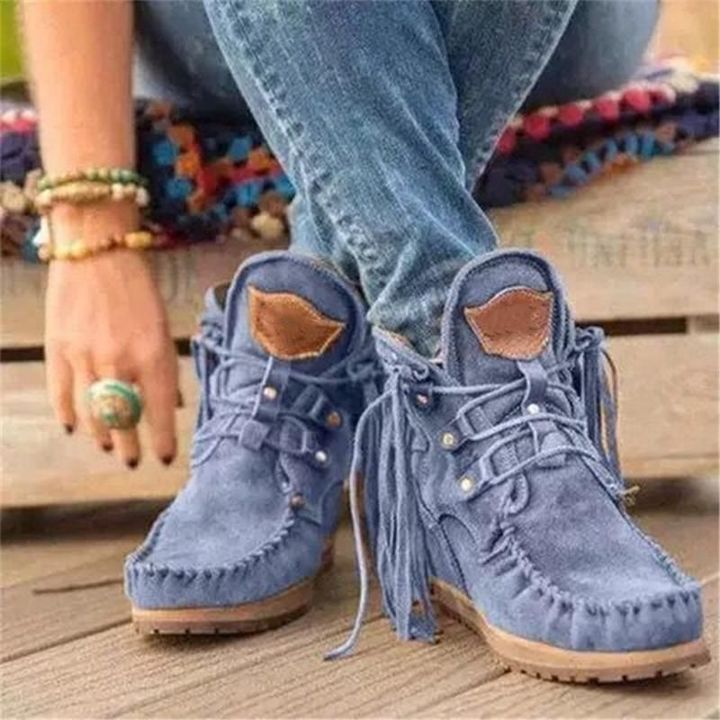 women's suede retro ankle boots