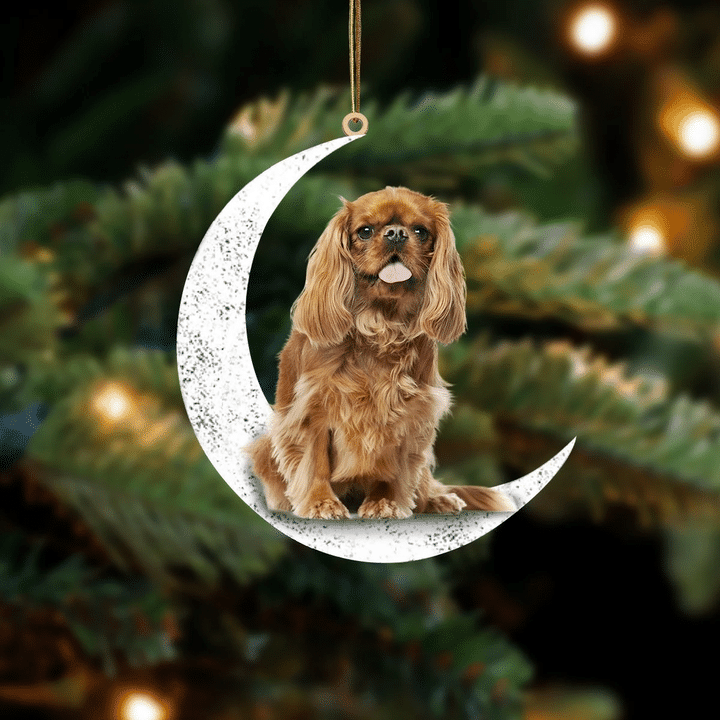 Cavalier King Charles Spaniel 2-Sit On The Moon-Two Sided Ornament