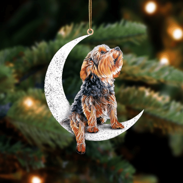 Yorkshire Terrier-Sit On The Moon-Two Sided Ornament