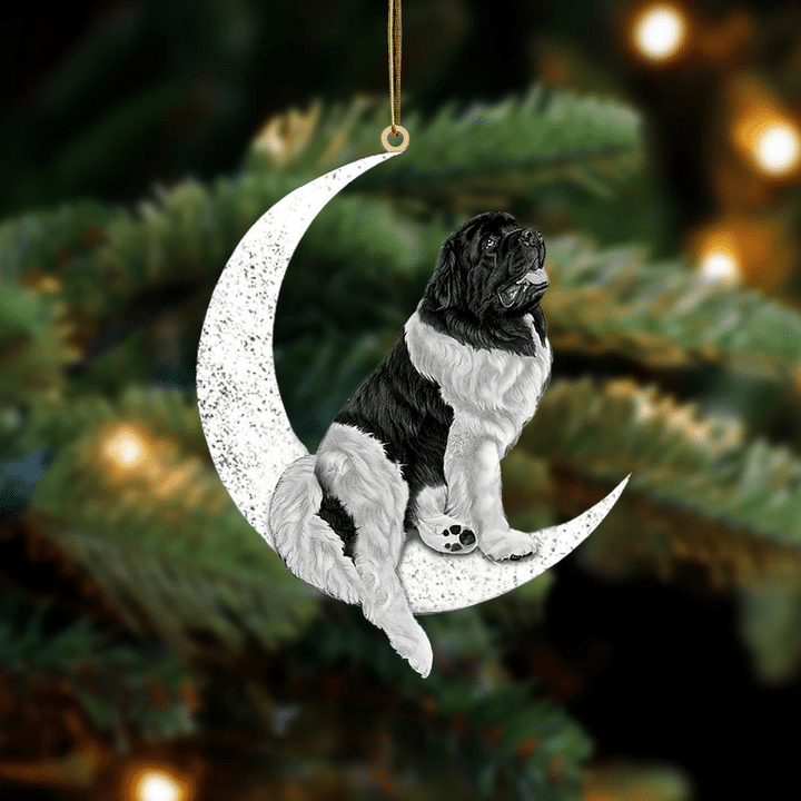 Newfoundland Dog-Sit On The Moon-Two Sided Ornament