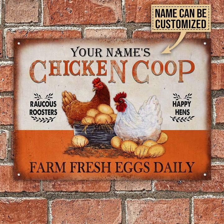 Personalized Chicken Coop Orange Customized Classic Metal Signs