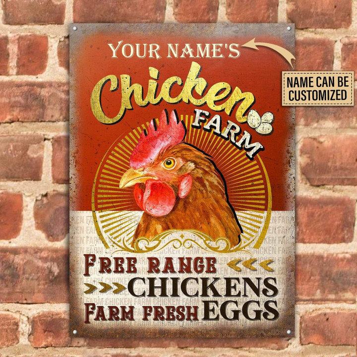 Personalized Chicken Farm Free Range Customized Classic Metal Signs