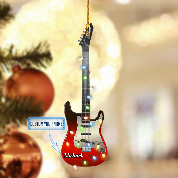Personalized Black And Red Electric Guitar XS0511011YC Ornaments