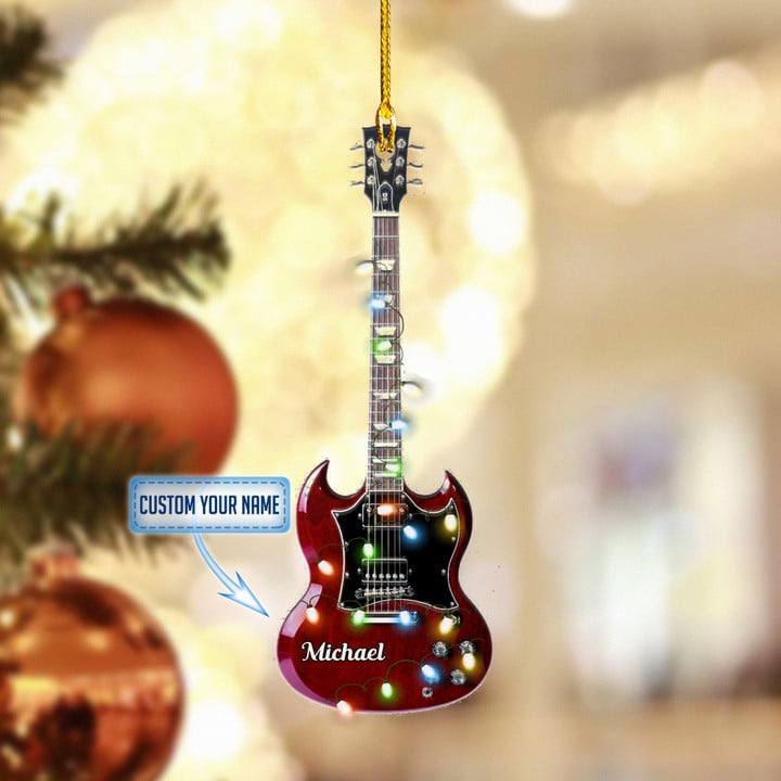 Personalized Red And Black Electric Guitar XS0511014YC Ornaments
