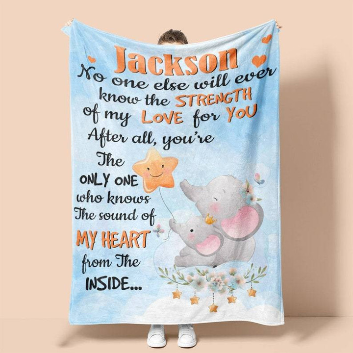 Strength Of Love From Mom Elephant Blue Blanket